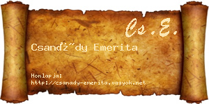 Csanády Emerita névjegykártya